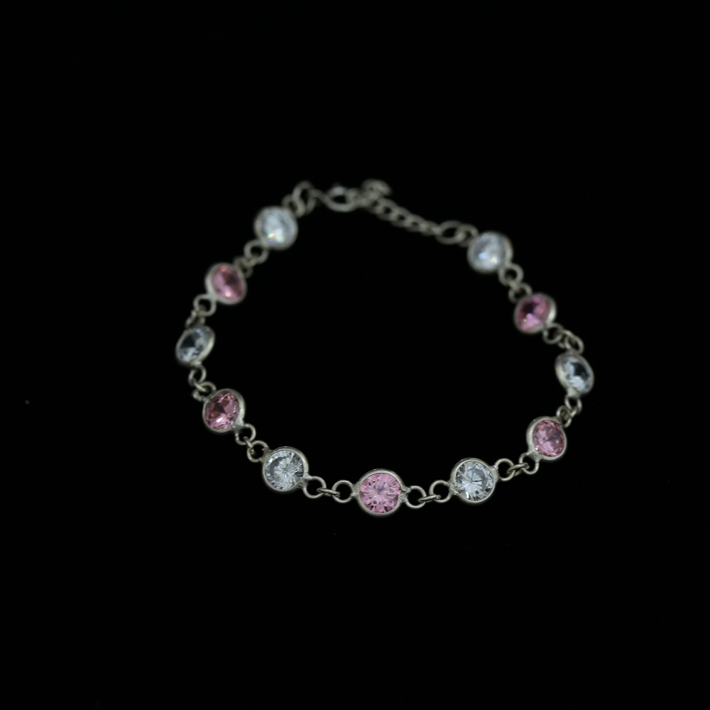 Pink and white stones bracelet